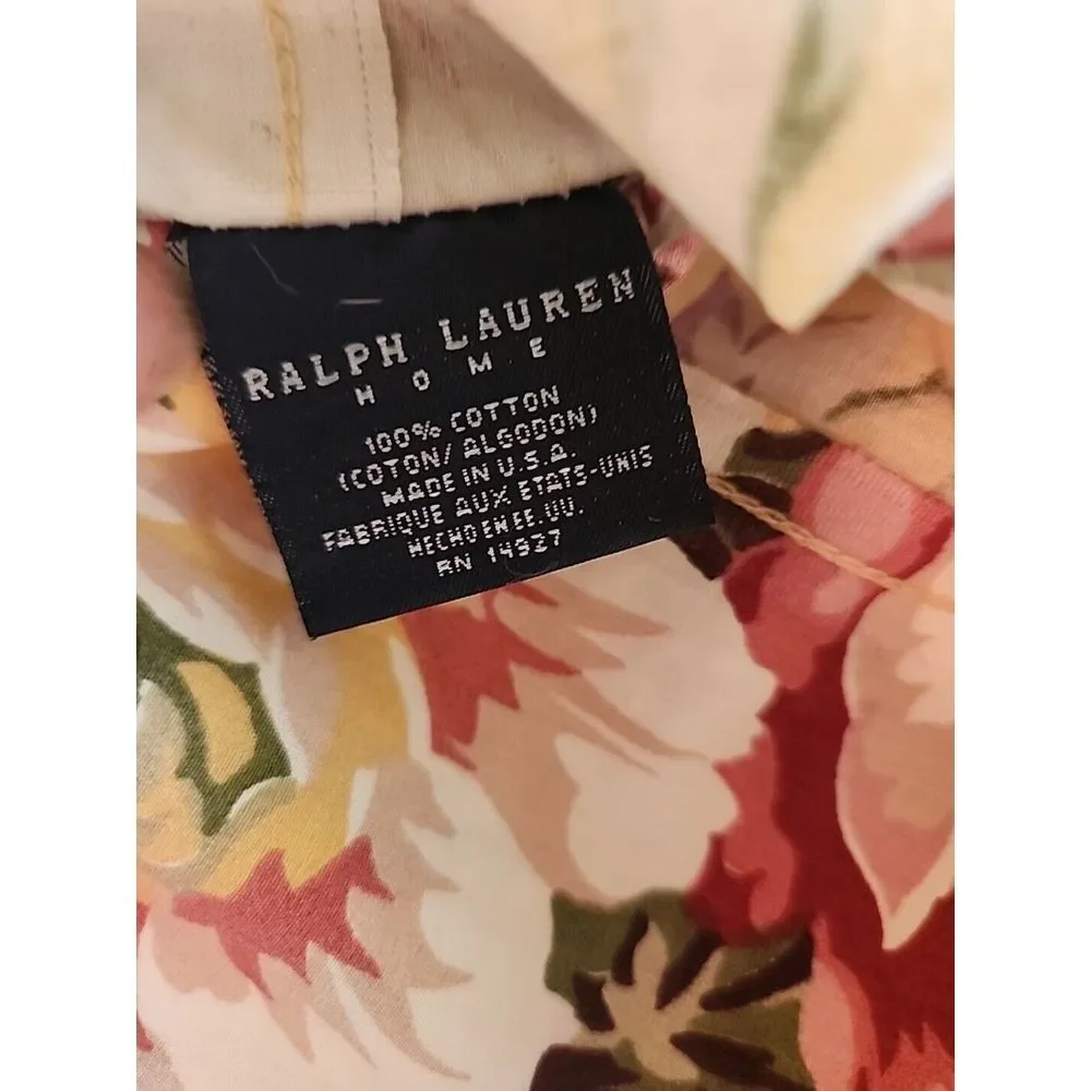 Vintage RALPH LAUREN Sophie Brooke STD Pillow Case & Sham Yellow Floral‎ RUFFLED